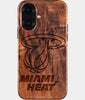 Eco-friendly Miami Heat iPhone 16 Case - Carved Wood Custom Miami Heat Gift For Him - Monogrammed Personalized iPhone 16 Cover By Engraved In Nature