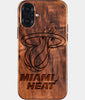 Eco-friendly Miami Heat iPhone 16 Plus Case - Carved Wood Custom Miami Heat Gift For Him - Monogrammed Personalized iPhone 16 Plus Cover By Engraved In Nature