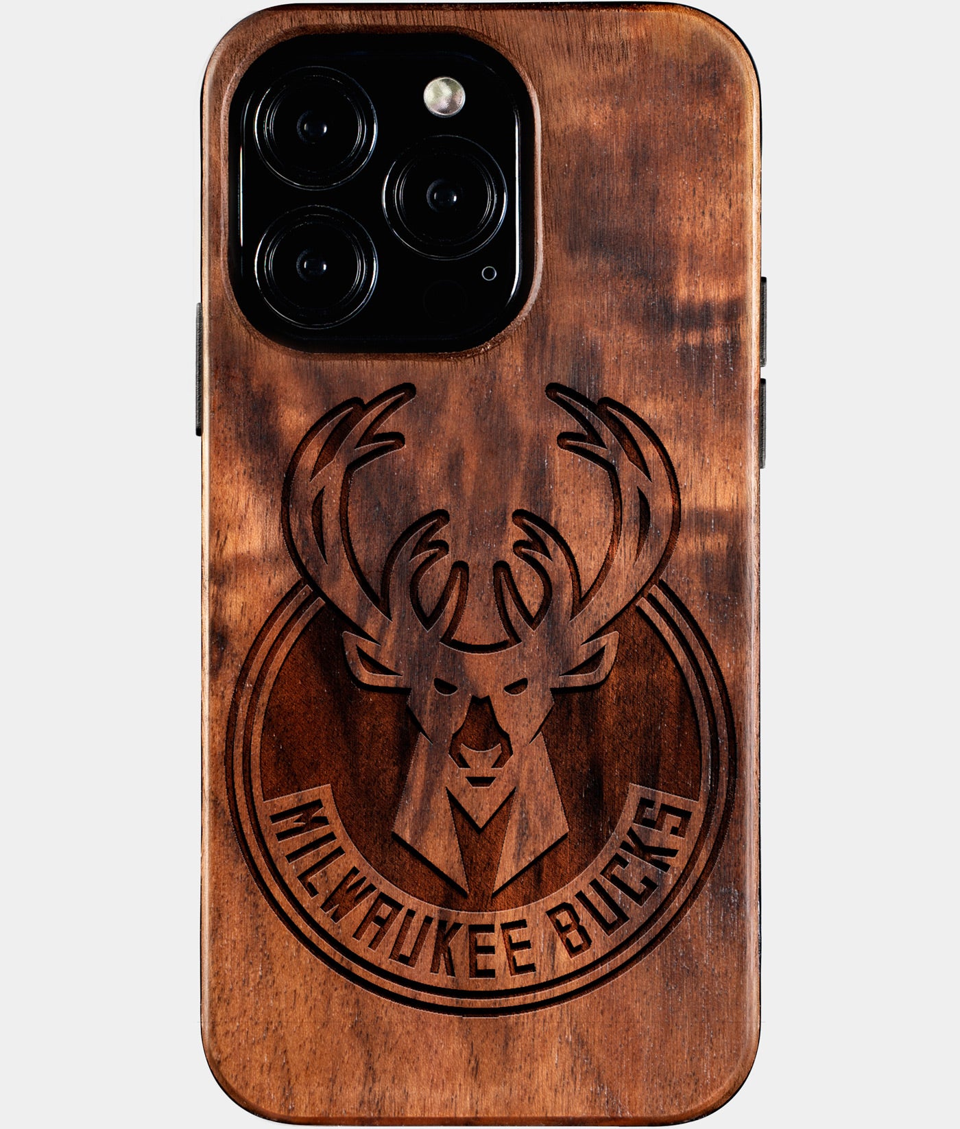 Eco-friendly Milwaukee Bucks iPhone 16 Pro Case - Carved Wood Custom Milwaukee Bucks Gift For Him - Monogrammed Personalized iPhone 16 Pro Cover By Engraved In Nature
