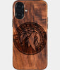 Eco-friendly Minnesota Timberwolves iPhone 16 Plus Case - Carved Wood Custom Minnesota Timberwolves Gift For Him - Monogrammed Personalized iPhone 16 Plus Cover By Engraved In Nature