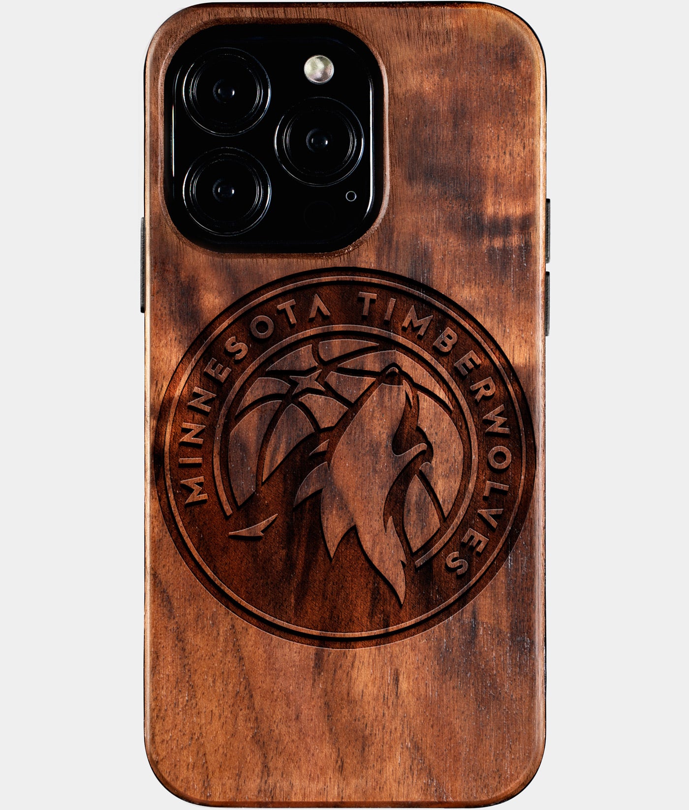 Eco-friendly Minnesota Timberwolves iPhone 16 Pro Case - Carved Wood Custom Minnesota Timberwolves Gift For Him - Monogrammed Personalized iPhone 16 Pro Cover By Engraved In Nature