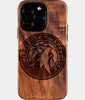 Eco-friendly Minnesota Timberwolves iPhone 16 Pro Case - Carved Wood Custom Minnesota Timberwolves Gift For Him - Monogrammed Personalized iPhone 16 Pro Cover By Engraved In Nature