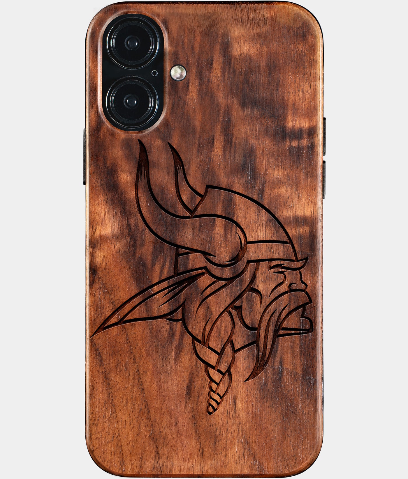 Eco-friendly Minnesota Vikings iPhone 16 Plus Case - Carved Wood Custom Minnesota Vikings Gift For Him - Monogrammed Personalized iPhone 16 Plus Cover By Engraved In Nature