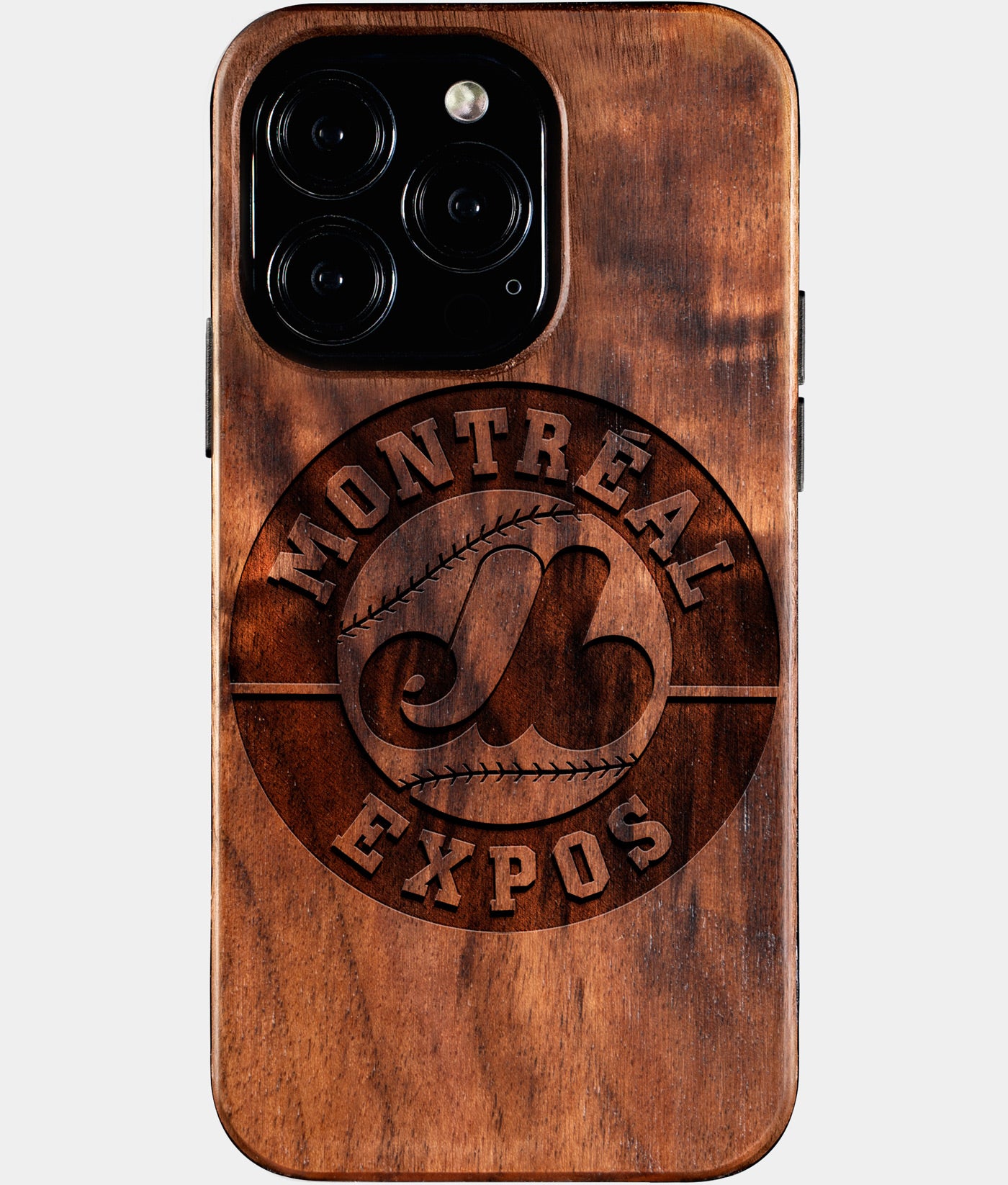 Eco-friendly Montreal Expos iPhone 16 Pro Case - Carved Wood Custom Montreal Expos Gift For Him - Monogrammed Personalized iPhone 16 Pro Cover By Engraved In Nature