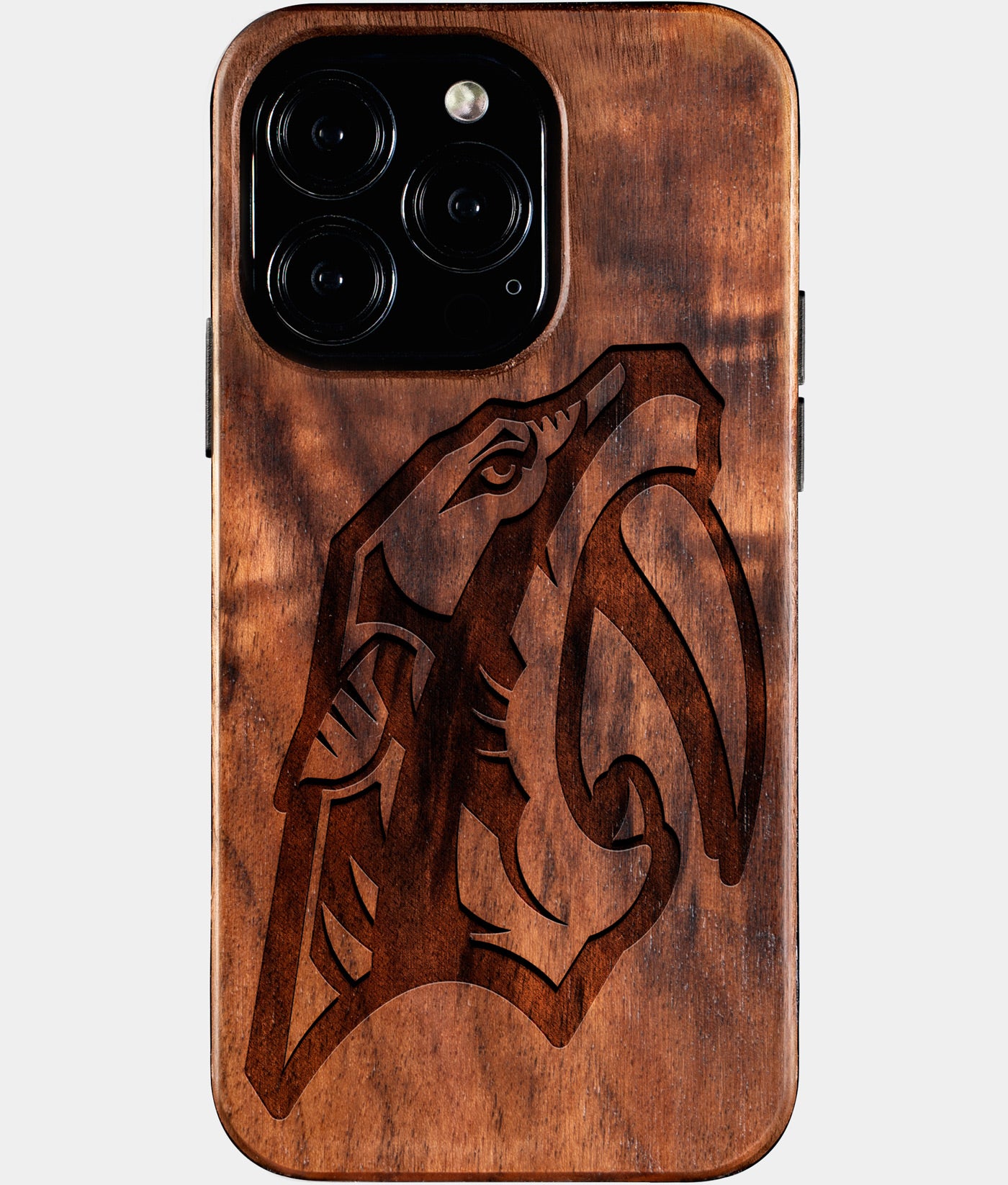 Eco-friendly Nashville Predators iPhone 16 Pro Case - Carved Wood Custom Nashville Predators Gift For Him - Monogrammed Personalized iPhone 16 Pro Cover By Engraved In Nature