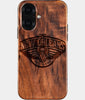 Eco-friendly New Orleans Pelicans iPhone 16 Case - Carved Wood Custom New Orleans Pelicans Gift For Him - Monogrammed Personalized iPhone 16 Cover By Engraved In Nature