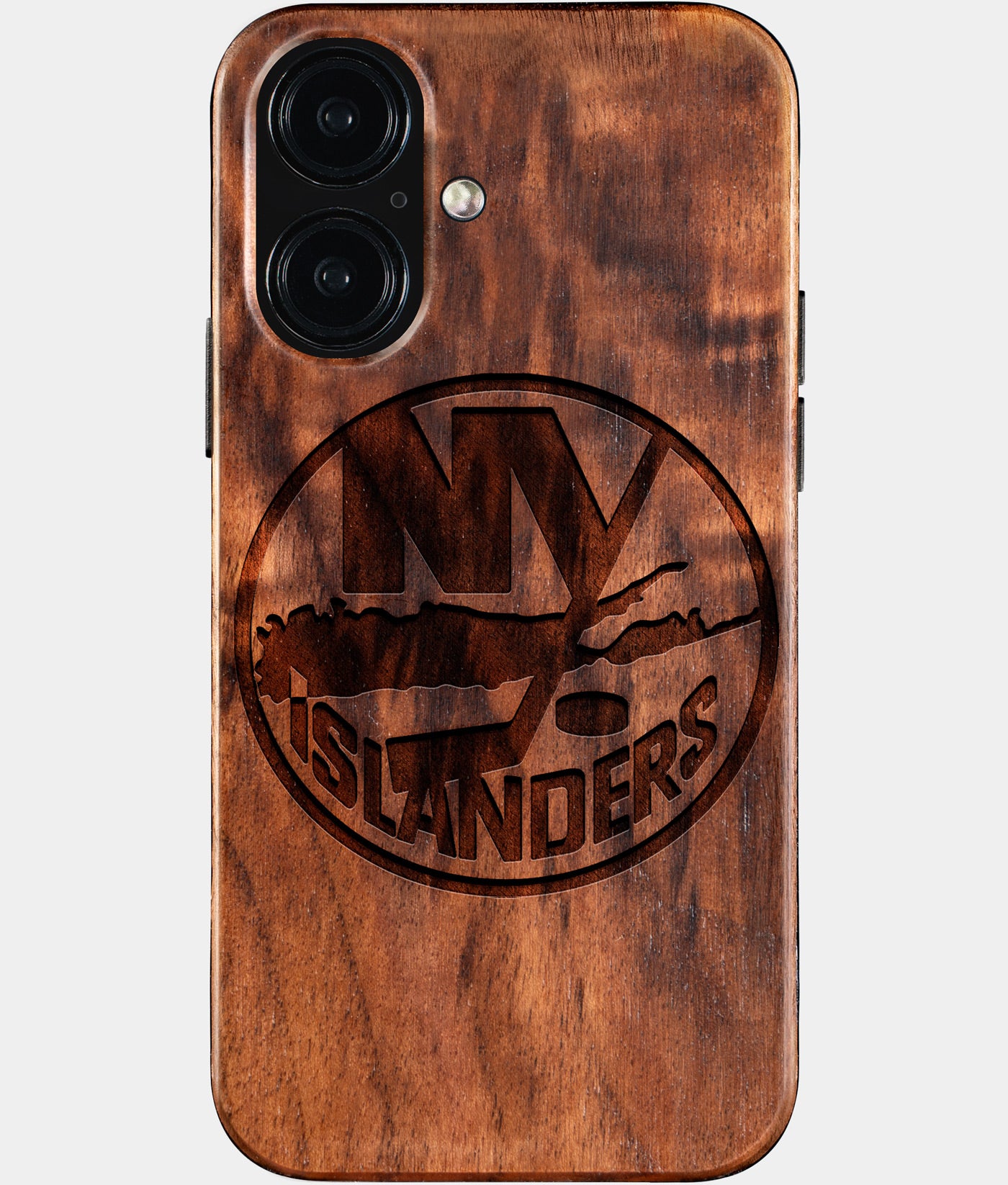 Eco-friendly New York Islanders iPhone 16 Case - Carved Wood Custom New York Islanders Gift For Him - Monogrammed Personalized iPhone 16 Cover By Engraved In Nature