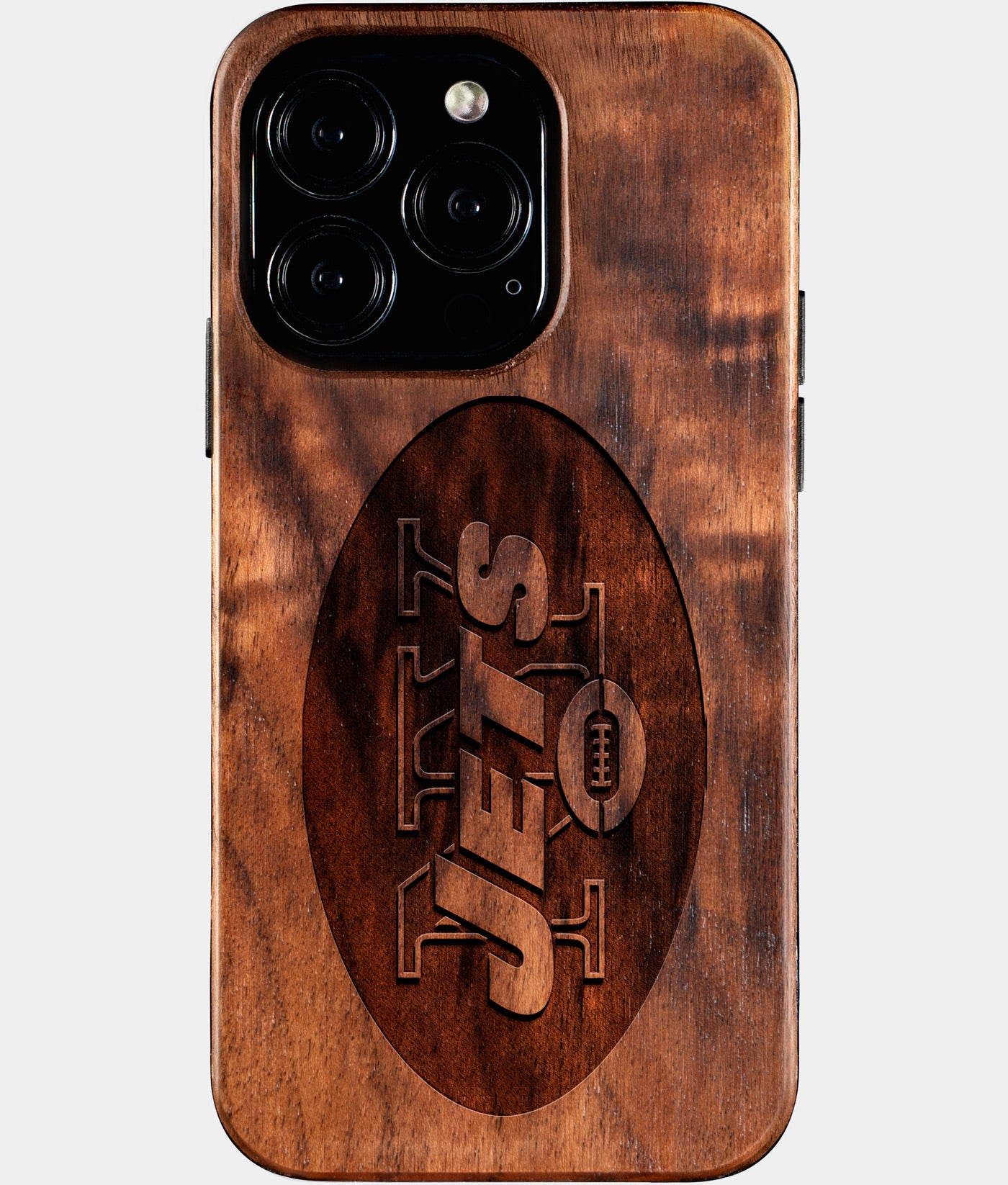 Eco-friendly New York Jets iPhone 16 Pro Case - Carved Wood Custom New York Jets Gift For Him - Monogrammed Personalized iPhone 16 Pro Cover By Engraved In Nature