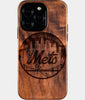 Eco-friendly New York Mets iPhone 16 Pro Case - Carved Wood Custom New York Mets Gift For Him - Monogrammed Personalized iPhone 16 Pro Cover By Engraved In Nature