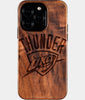 Eco-friendly OKC Thunder iPhone 16 Pro Case - Carved Wood Custom OKC Thunder Gift For Him - Monogrammed Personalized iPhone 16 Pro Cover By Engraved In Nature