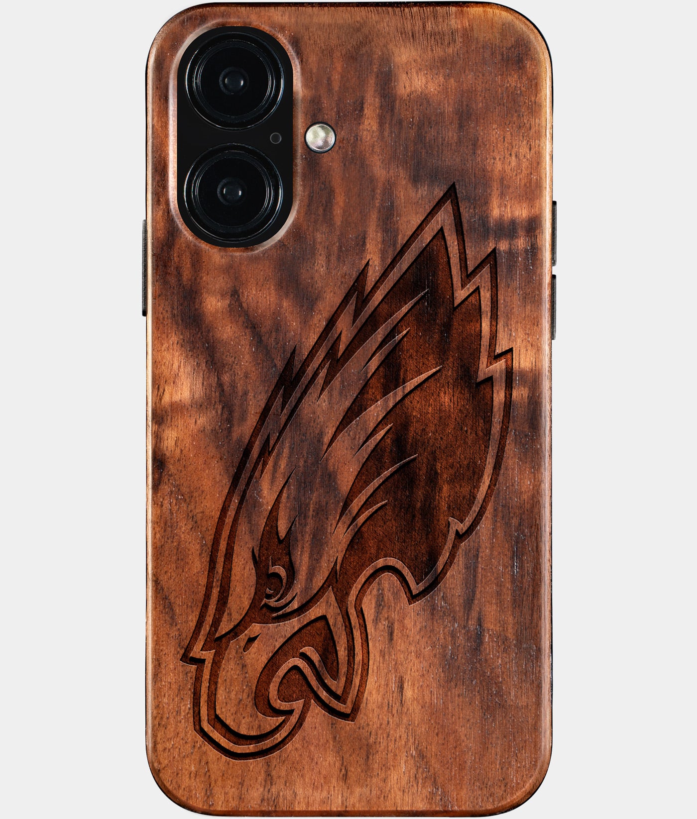 Eco-friendly Philadelphia Eagles iPhone 16 Case - Carved Wood Custom Philadelphia Eagles Gift For Him - Monogrammed Personalized iPhone 16 Cover By Engraved In Nature