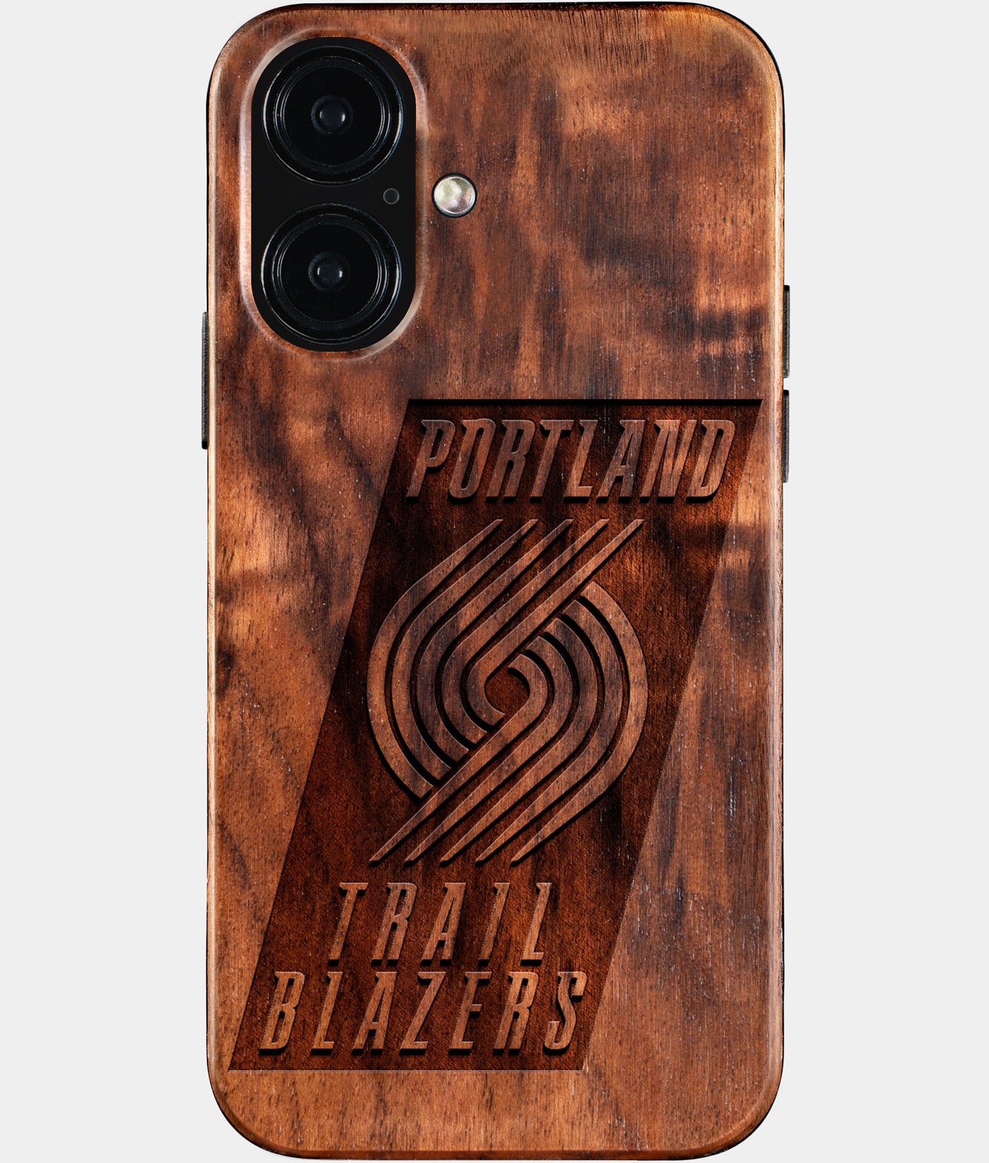 Eco-friendly Portland Trail Blazers iPhone 16 Case - Carved Wood Custom Portland Trail Blazers Gift For Him - Monogrammed Personalized iPhone 16 Cover By Engraved In Nature