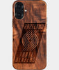 Eco-friendly Portland Trail Blazers iPhone 16 Plus Case - Carved Wood Custom Portland Trail Blazers Gift For Him - Monogrammed Personalized iPhone 16 Plus Cover By Engraved In Nature