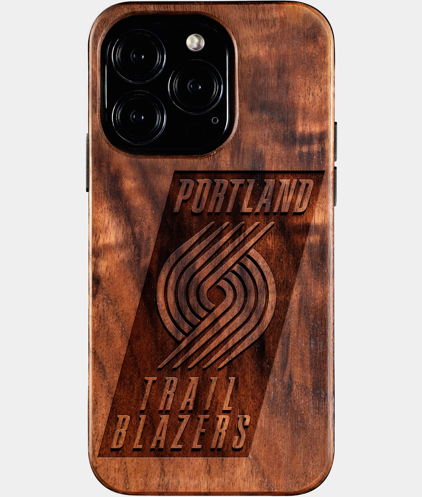 Eco-friendly Portland Trail Blazers iPhone 16 Pro Case - Carved Wood Custom Portland Trail Blazers Gift For Him - Monogrammed Personalized iPhone 16 Pro Cover By Engraved In Nature
