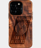 Eco-friendly Portland Trail Blazers iPhone 16 Pro Case - Carved Wood Custom Portland Trail Blazers Gift For Him - Monogrammed Personalized iPhone 16 Pro Cover By Engraved In Nature