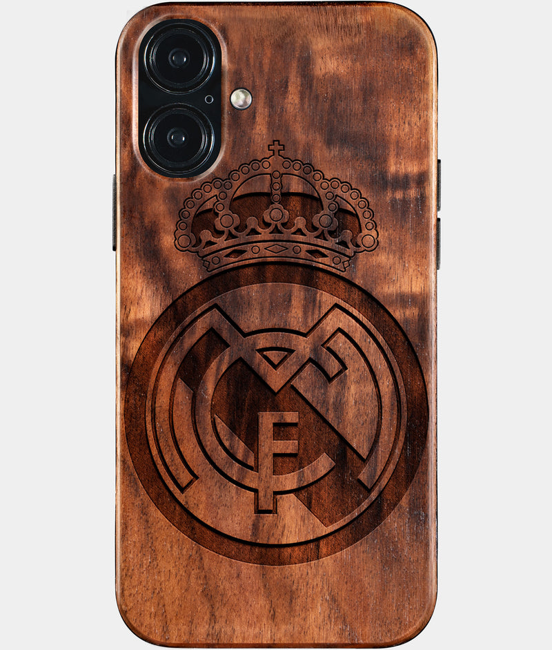 Eco-friendly Real Madrid Cf iPhone 16 Plus Case - Carved Wood Custom Real Madrid Cf Gift For Him - Monogrammed Personalized iPhone 16 Plus Cover By Engraved In Nature