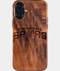 Eco-friendly San Antonio Spurs iPhone 16 Plus Case - Carved Wood Custom San Antonio Spurs Gift For Him - Monogrammed Personalized iPhone 16 Plus Cover By Engraved In Nature