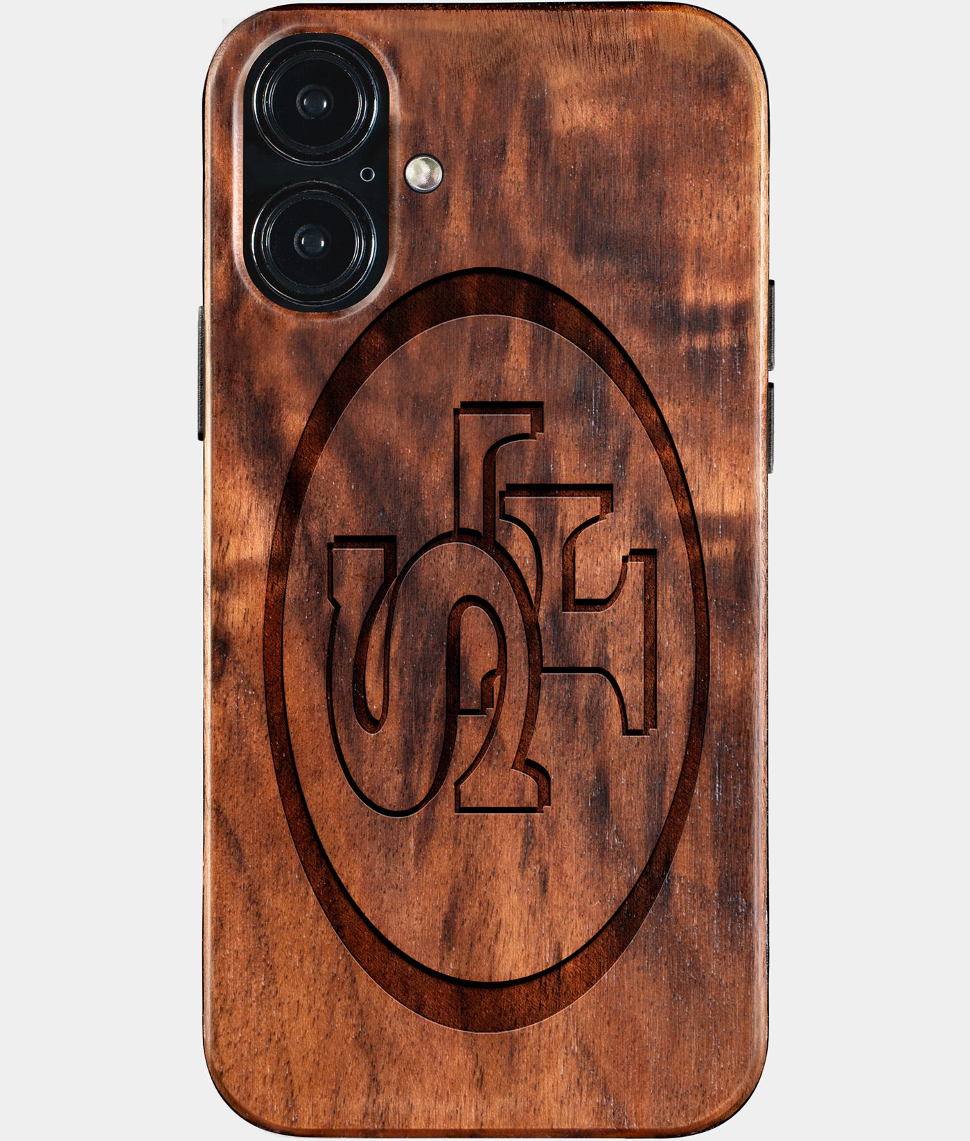 Eco-friendly San Francisco 49Ers iPhone 16 Plus Case - Carved Wood Custom San Francisco 49Ers Gift For Him - Monogrammed Personalized iPhone 16 Plus Cover By Engraved In Nature