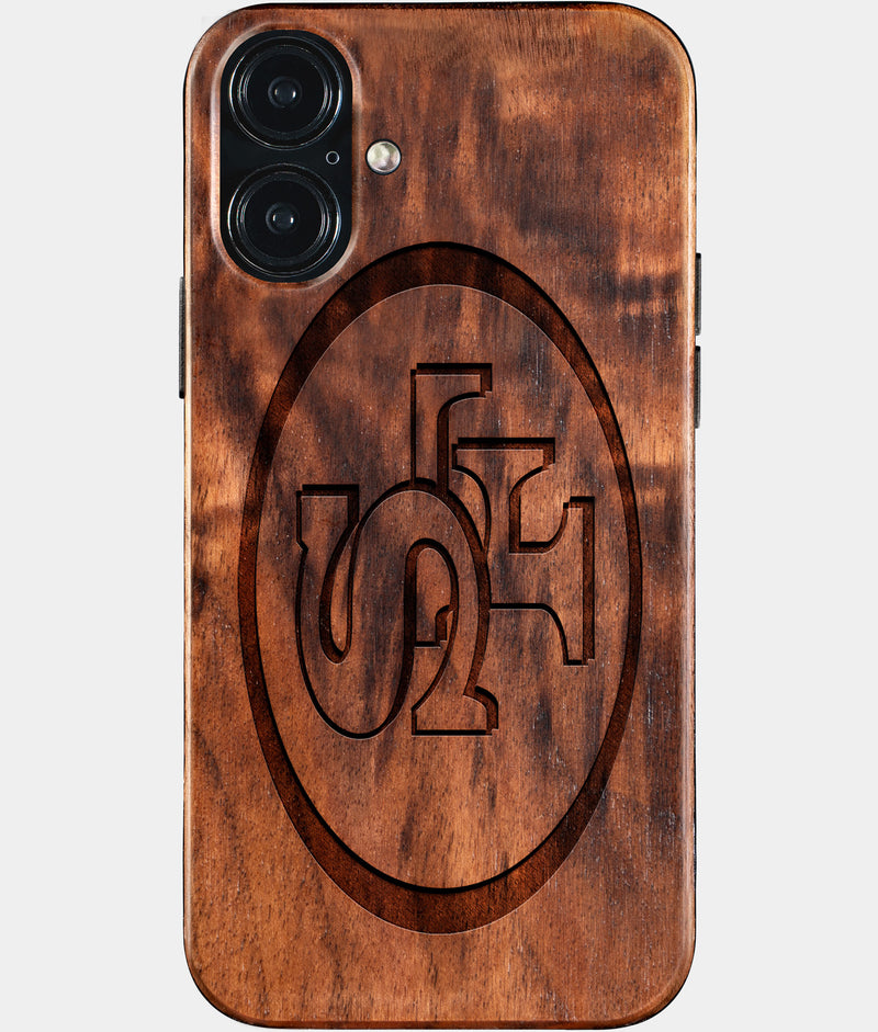 Eco-friendly San Francisco 49Ers iPhone 16 Plus Case - Carved Wood Custom San Francisco 49Ers Gift For Him - Monogrammed Personalized iPhone 16 Plus Cover By Engraved In Nature