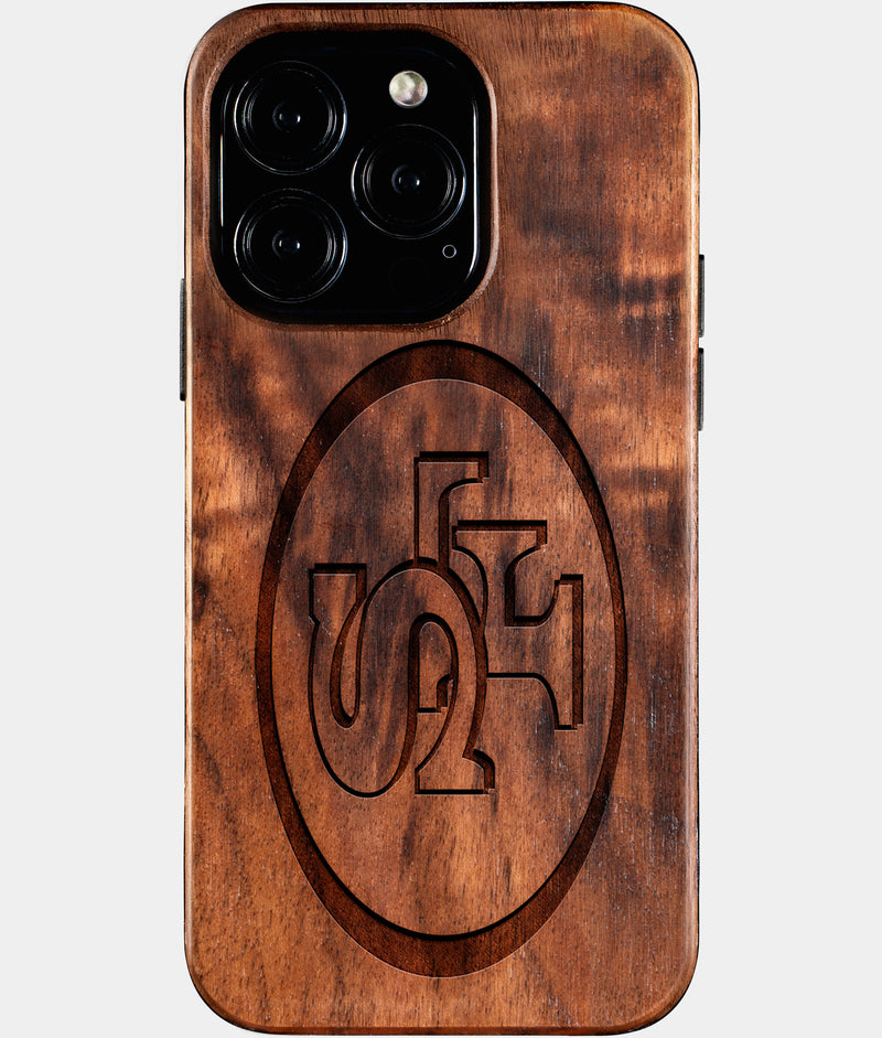 Eco-friendly San Francisco 49Ers iPhone 16 Pro Case - Carved Wood Custom San Francisco 49Ers Gift For Him - Monogrammed Personalized iPhone 16 Pro Cover By Engraved In Nature