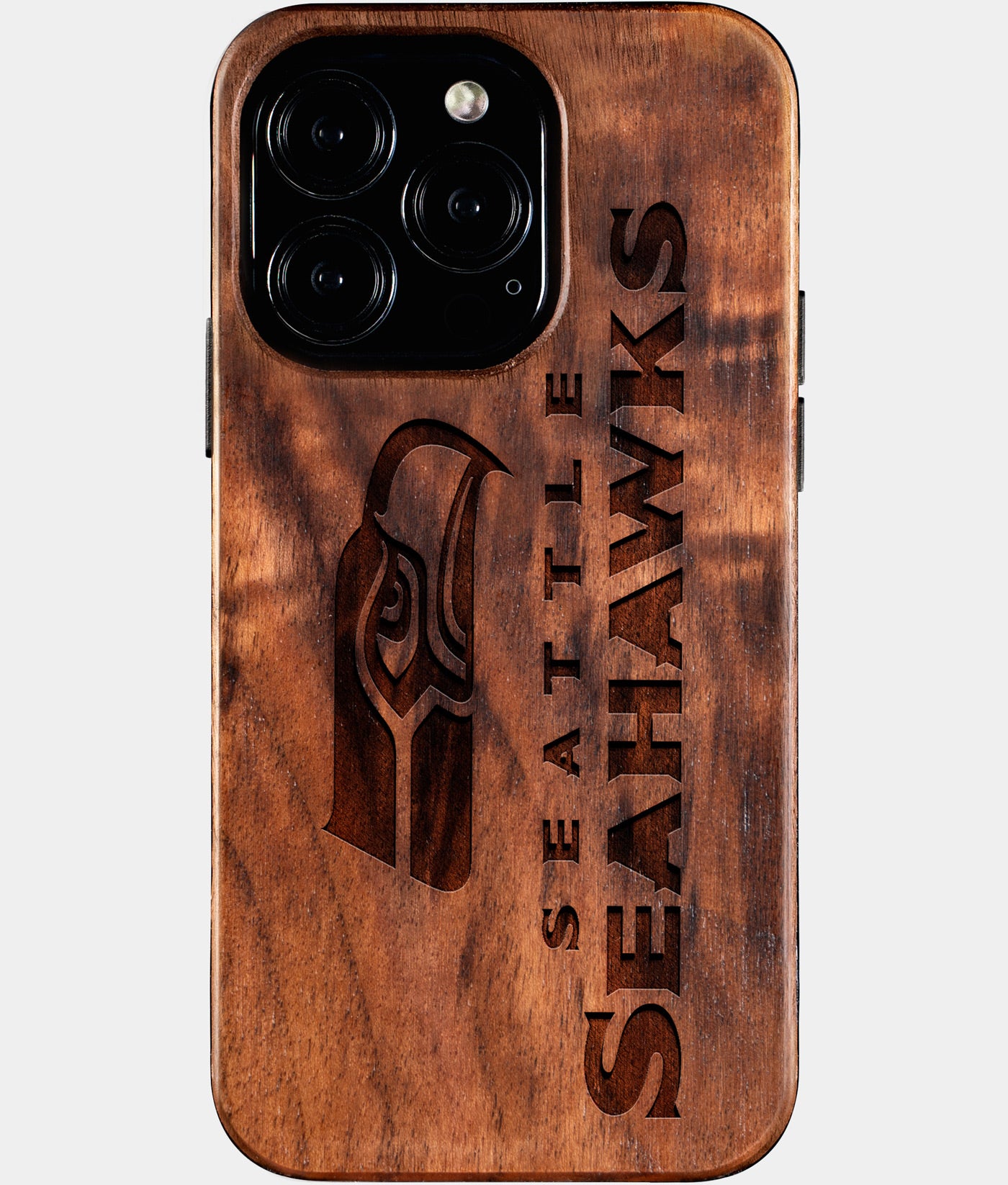 Eco-friendly Seattle Seahawks iPhone 16 Pro Case - Carved Wood Custom Seattle Seahawks Gift For Him - Monogrammed Personalized iPhone 16 Pro Cover By Engraved In Nature