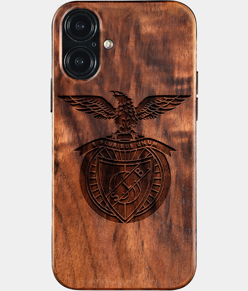 Eco-friendly Sl Benfica iPhone 16 Plus Case - Carved Wood Custom Sl Benfica Gift For Him - Monogrammed Personalized iPhone 16 Plus Cover By Engraved In Nature