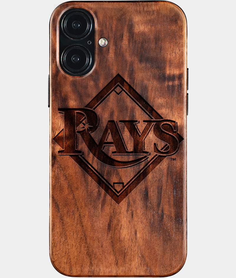 Eco-friendly Tampa Bay Rays iPhone 16 Plus Case - Carved Wood Custom Tampa Bay Rays Gift For Him - Monogrammed Personalized iPhone 16 Plus Cover By Engraved In Nature