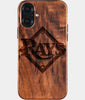 Eco-friendly Tampa Bay Rays iPhone 16 Plus Case - Carved Wood Custom Tampa Bay Rays Gift For Him - Monogrammed Personalized iPhone 16 Plus Cover By Engraved In Nature