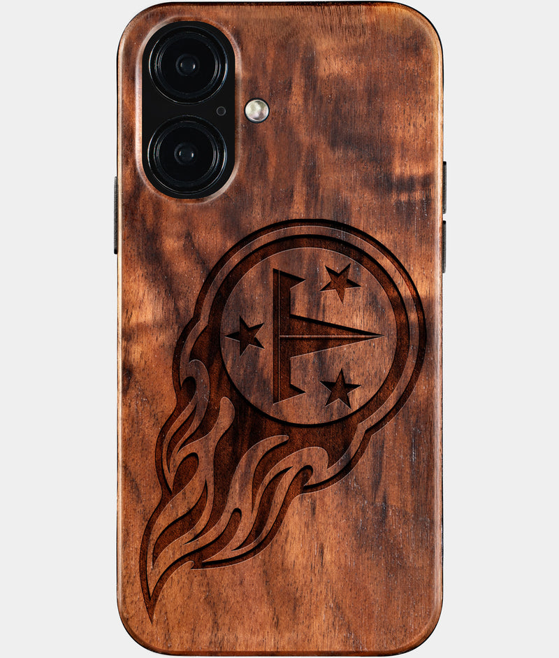 Eco-friendly Tennessee Titans iPhone 16 Case - Carved Wood Custom Tennessee Titans Gift For Him - Monogrammed Personalized iPhone 16 Cover By Engraved In Nature