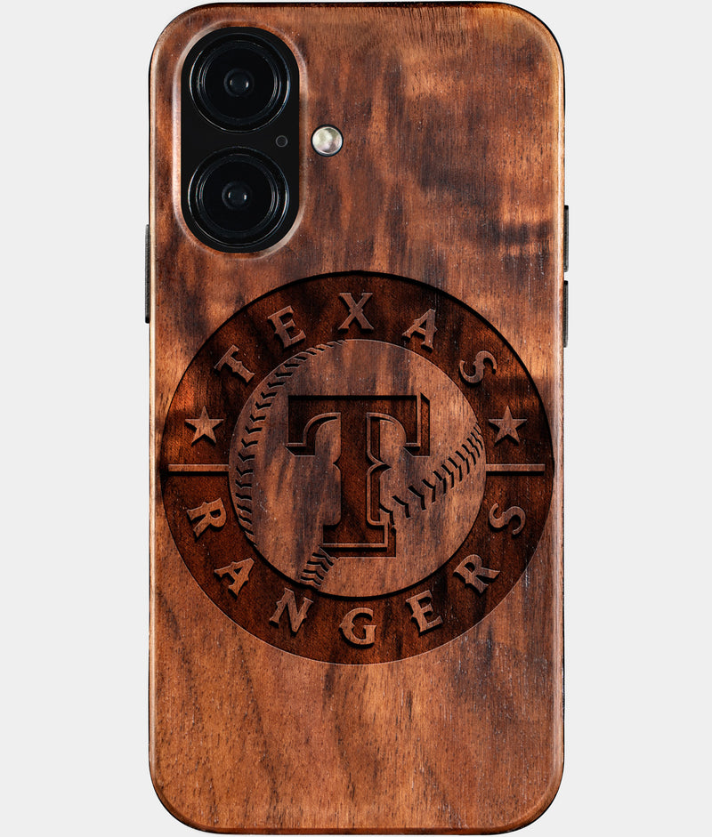 Eco-friendly Texas Rangers iPhone 16 Case - Carved Wood Custom Texas Rangers Gift For Him - Monogrammed Personalized iPhone 16 Cover By Engraved In Nature