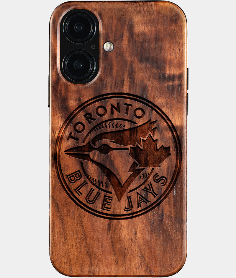 Eco-friendly Toronto Blue Jays iPhone 16 Case - Carved Wood Custom Toronto Blue Jays Gift For Him - Monogrammed Personalized iPhone 16 Cover By Engraved In Nature
