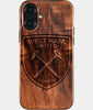 Eco-friendly West Ham United FC iPhone 16 Plus Case - Carved Wood Custom West Ham United FC Gift For Him - Monogrammed Personalized iPhone 16 Plus Cover By Engraved In Nature