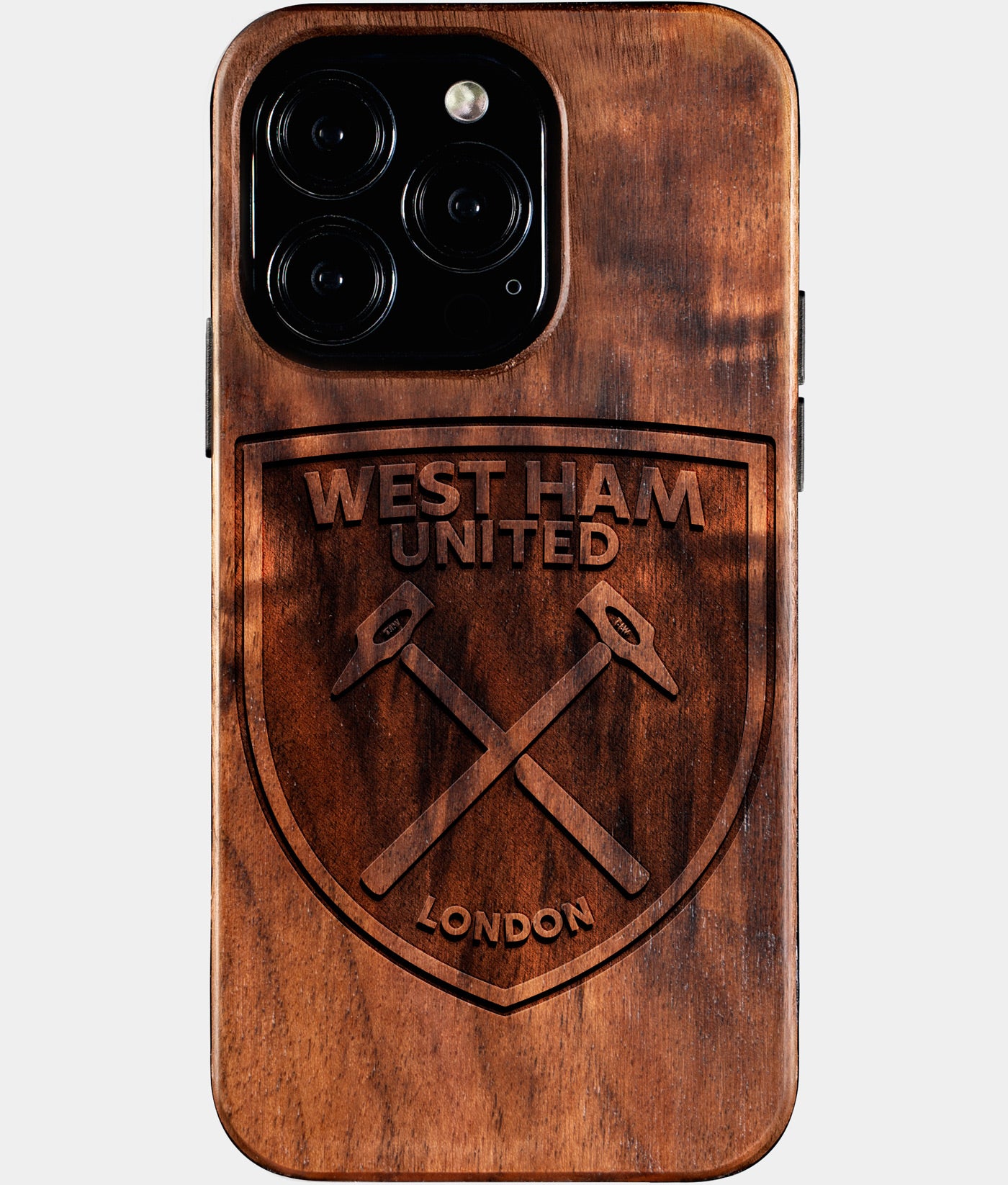 Eco-friendly West Ham United FC iPhone 16 Pro Case - Carved Wood Custom West Ham United FC Gift For Him - Monogrammed Personalized iPhone 16 Pro Cover By Engraved In Nature