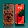 Personalized Germany National Football iPhone Cases - Personalized Deutscher Fussball Bund Gifts For Men - 2022 Deutscher Fussball Bund Christmas Gifts - Carved Wood Custom German Gift For Him - Monogrammed unusual Deutscher Fussball Bund iPhone 14 | iPhone 14 Pro | 14 Plus Covers | iPhone 13 | iPhone 13 Pro | iPhone 13 Pro Max | iPhone 12 Pro Max | iPhone 12| iPhone 11 Pro Max | iPhone X/XS Max/XR | iPhone SE Covers By Engraved In Nature