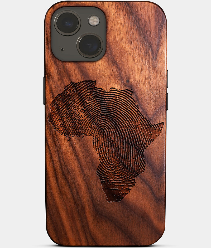 Africa Fingerprint Shape Wood iPhone 14 Case - HBCU Gear College Graduation Gifts For Black Men And Women Black Owned Gifts 2022 Christmas Gifts - African American Black Owned Businesses iPhone 14 Cover In Los Angeles 2022 Custom Gifts For Personalized Black Men