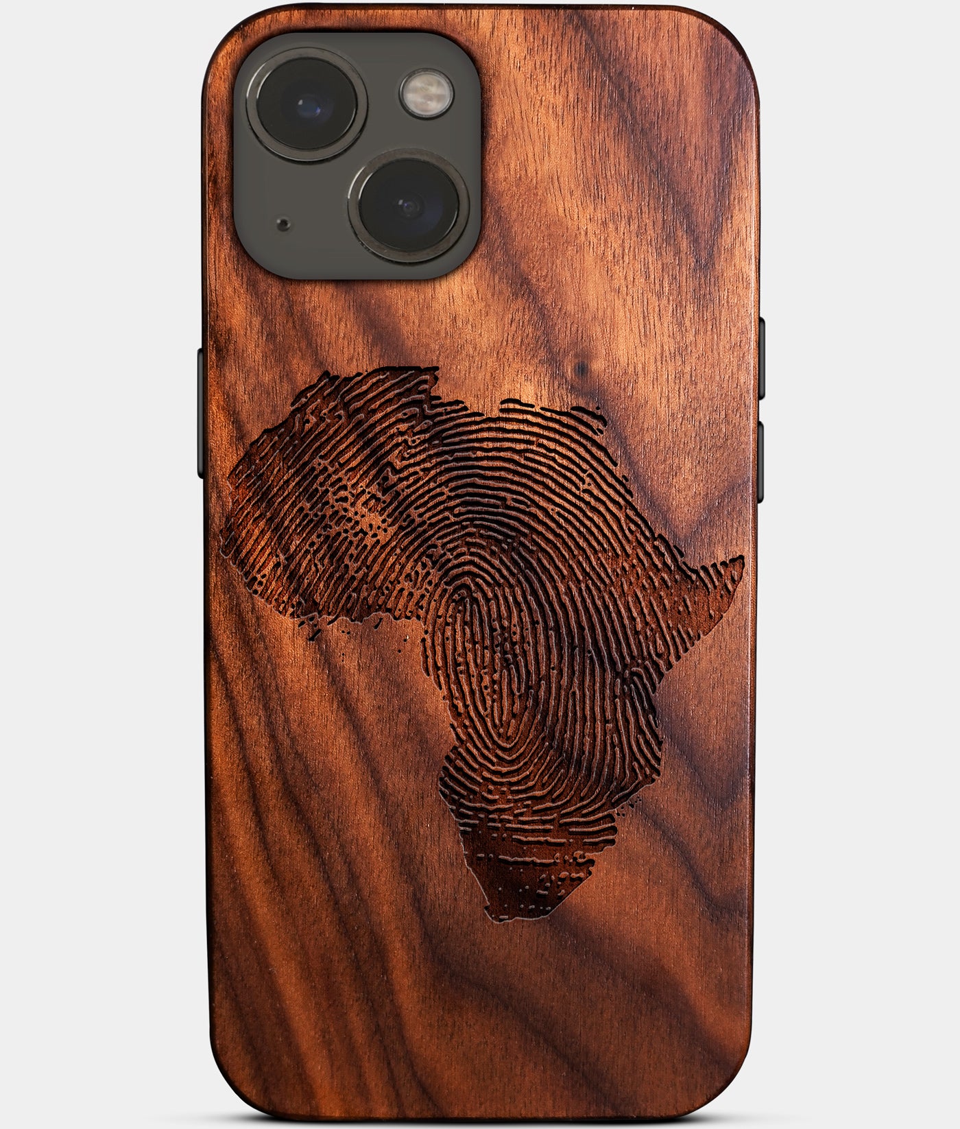 Africa Fingerprint Shape Wood iPhone 14 Plus Case - HBCU Gear College Graduation Gifts For Black Men And Women Black Owned Gifts 2022 Christmas Gifts - African American Black Owned Businesses iPhone 14 Plus Cover In Los Angeles 2022 Custom Gifts For Personalized Black Men