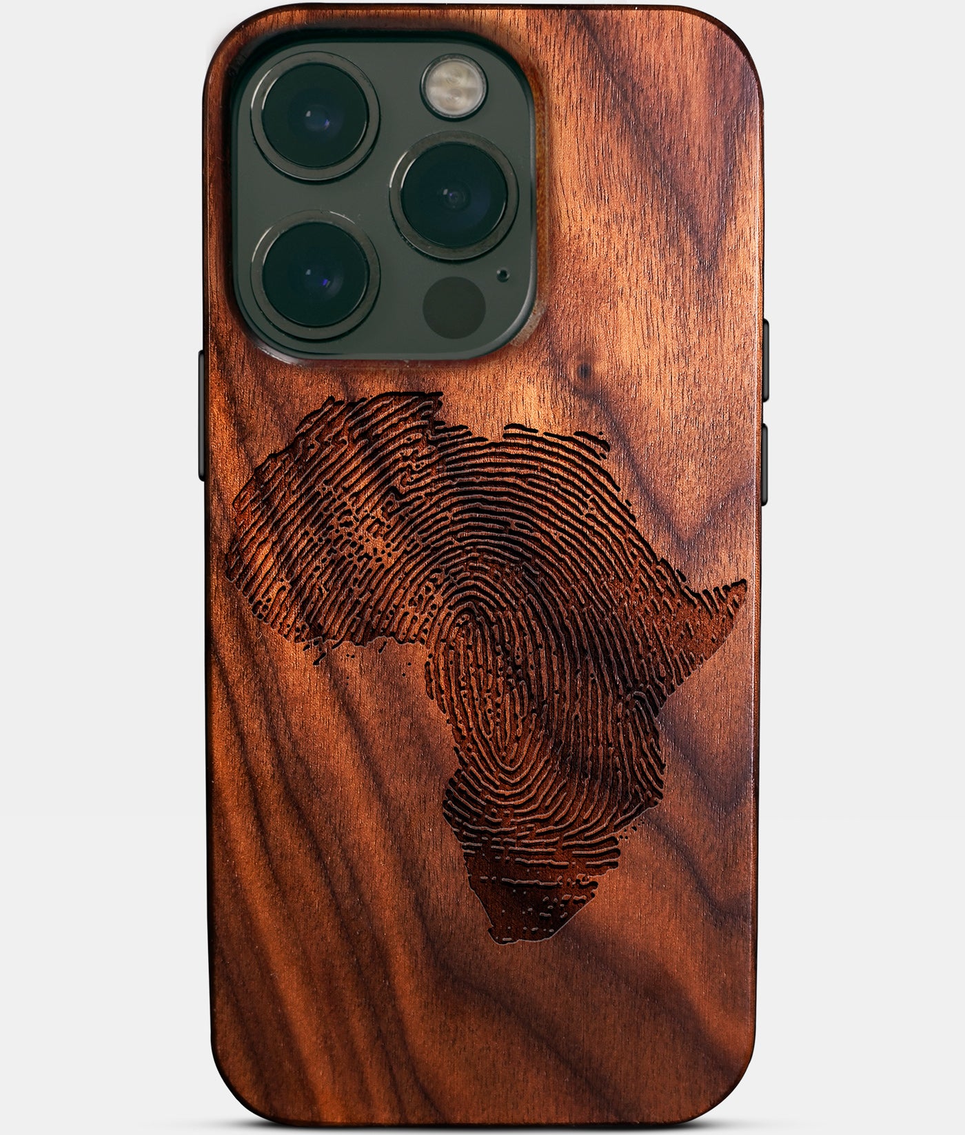 Africa Fingerprint Shape Wood iPhone 14 Pro Case - HBCU Gear College Graduation Gifts For Black Men And Women Black Owned Gifts 2022 Christmas Gifts - African American Black Owned Businesses iPhone 14 Pro Cover In Los Angeles 2022 Custom Gifts For Personalized Black Men