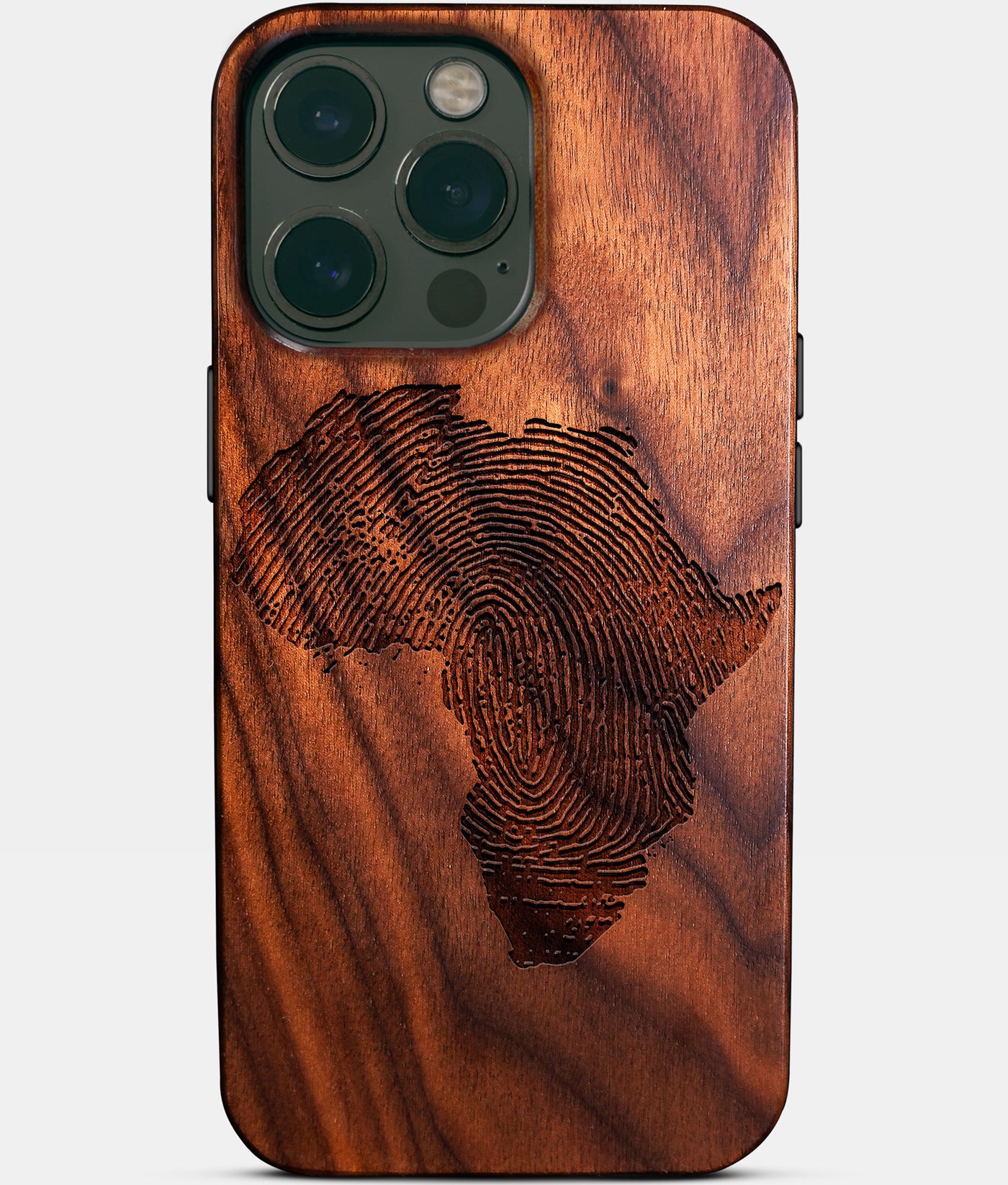 Africa Fingerprint Shape Wood iPhone 14 Pro Max Case - HBCU Gear College Graduation Gifts For Black Men And Women Black Owned Gifts 2022 Christmas Gifts - African American Black Owned Businesses iPhone 14 Pro Max Cover In Los Angeles 2022 Custom Gifts For Personalized Black Men