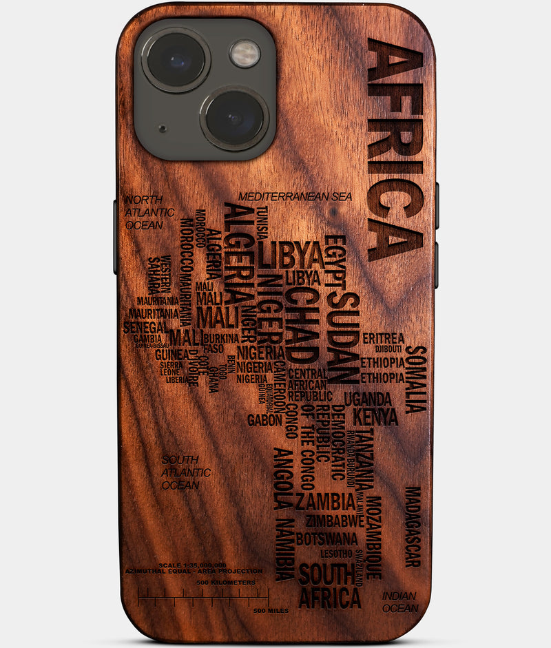 Africa Typography Map Wood iPhone 14 Plus Case - HBCU Gear College Graduation Gifts For Black Men And Women Black Owned Gifts 2022 Christmas Gifts - African American Black Owned Businesses iPhone 14 Plus Cover In Los Angeles 2022 Custom Gifts For Personalized Black Men
