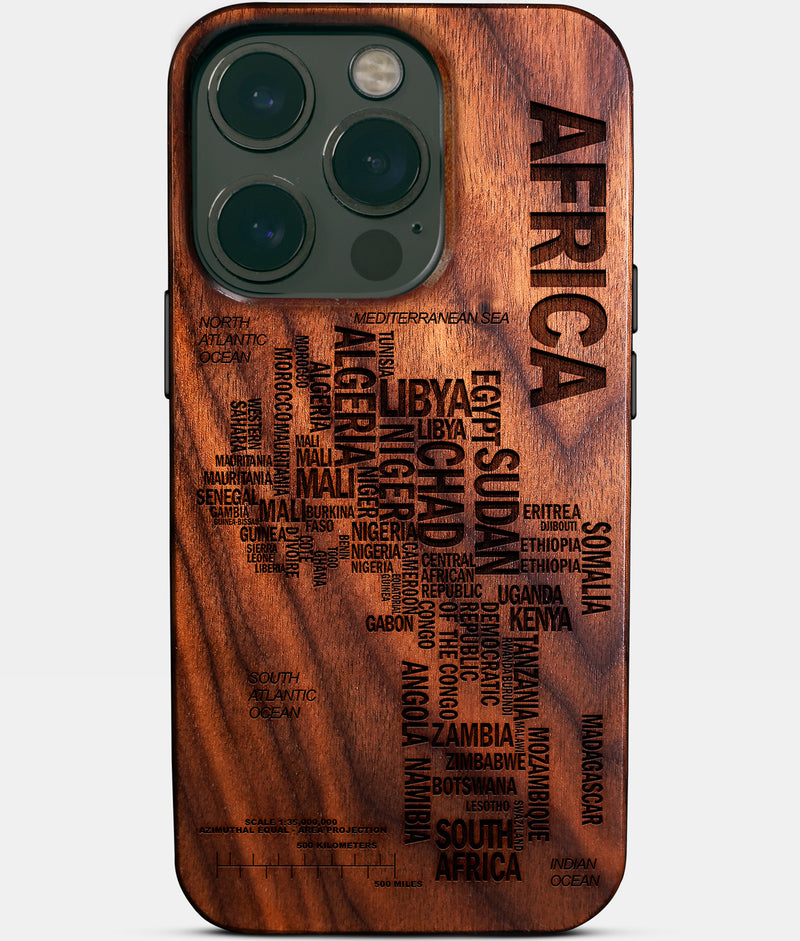 Africa Typography Map Wood iPhone 14 Pro Case - HBCU Gear College Graduation Gifts For Black Men And Women Black Owned Gifts 2022 Christmas Gifts - African American Black Owned Businesses iPhone 14 Pro Cover In Los Angeles 2022 Custom Gifts For Personalized Black Men