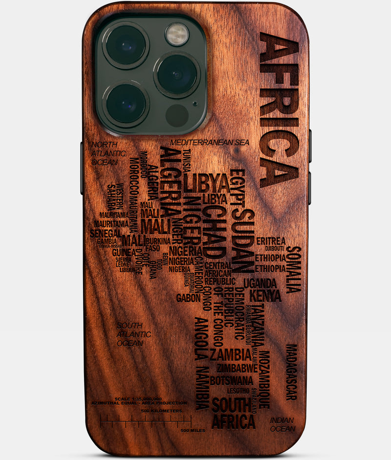 Africa Typography Map Wood iPhone 14 Pro Max Case - HBCU Gear College Graduation Gifts For Black Men And Women Black Owned Gifts 2022 Christmas Gifts - African American Black Owned Businesses iPhone 14 Pro Max Cover In Los Angeles 2022 Custom Gifts For Personalized Black Men