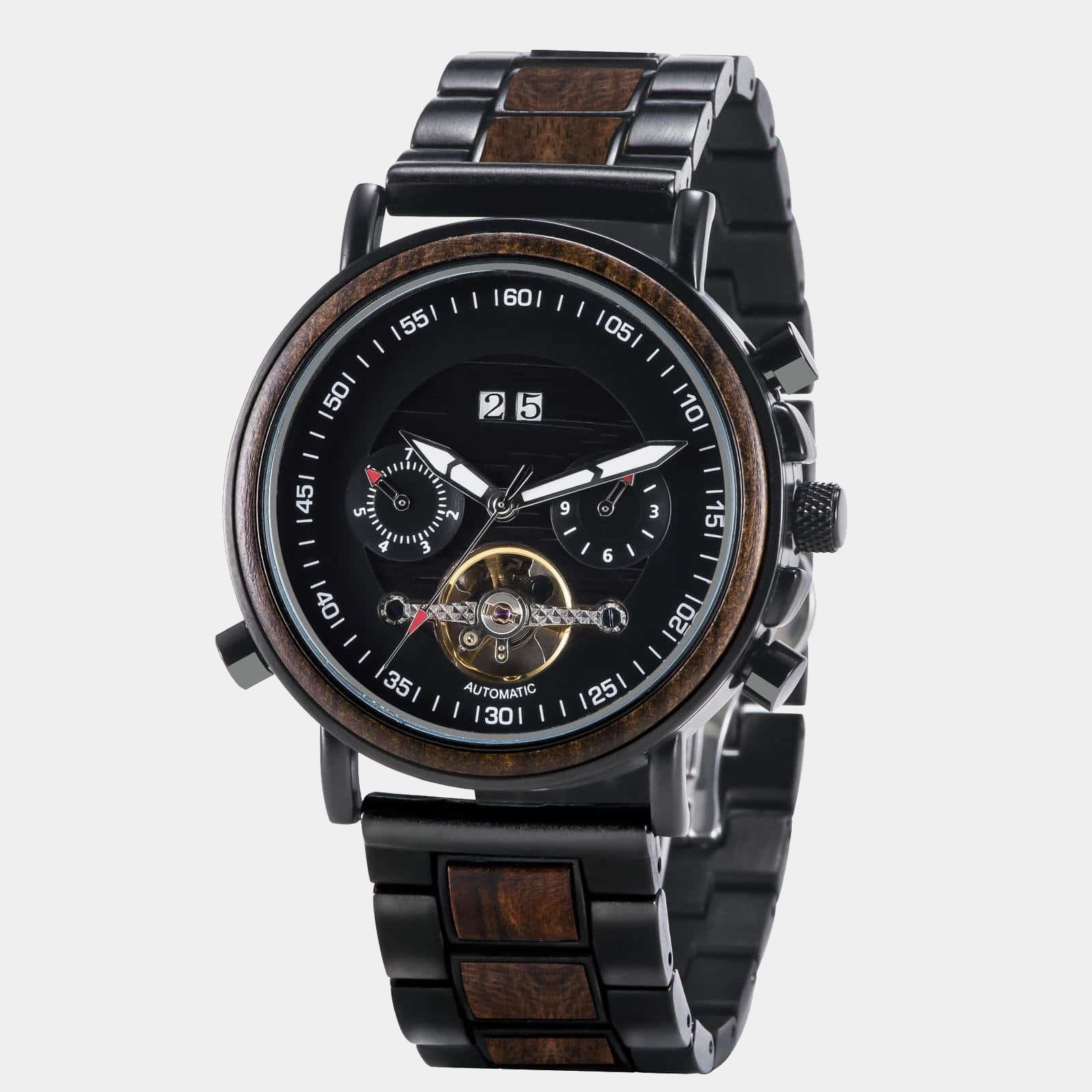 Best Custom Mechanical Wood Watch For Men Custom Anniversary Gift Engraved In Nature Watches For Men Unique Gifts For Him