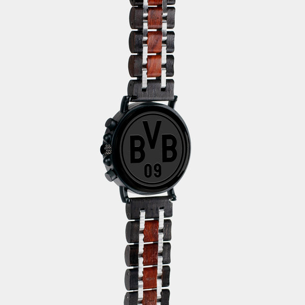 Best Borussia Dortmund Mahogany And Walnut Wood Chronograph Watch - Engraved In Nature