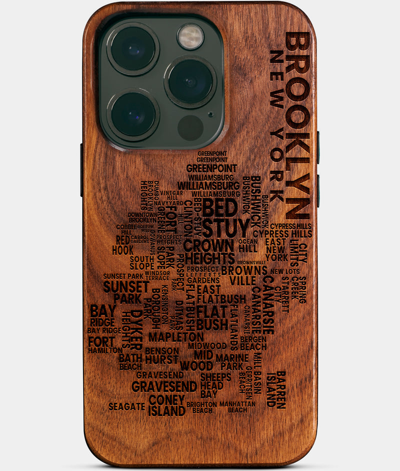 Brooklyn New York iPhone 14 Pro Max Case Typography Map Design Of All Brooklyn Neighborhoods iPhone 14  Pro  Max Cover For New Yorkers Locals And Travelers Brooklyn Gifts NYC Souvenirs