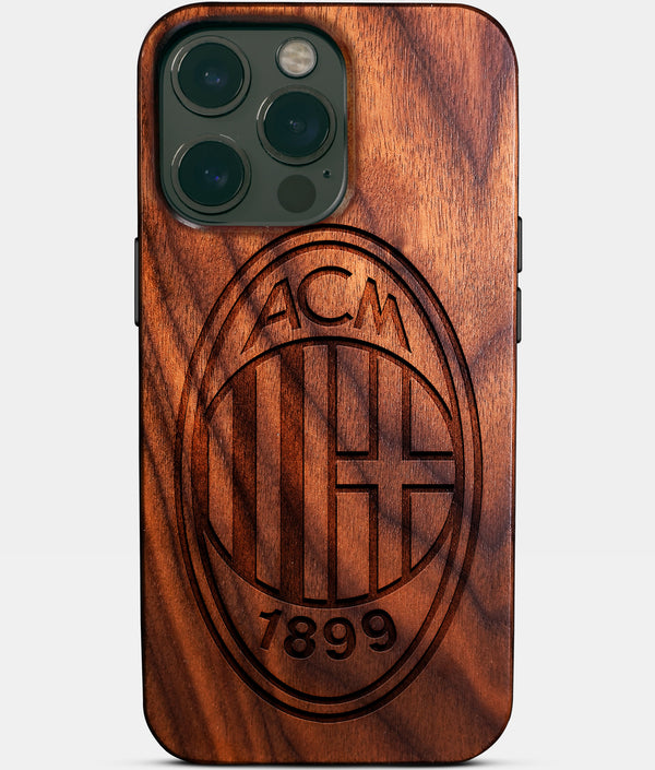 Custom A.C. Milan iPhone 14/14 Pro/14 Pro Max/14 Plus Case - Wood A.C. Milan Cover - Eco-friendly AC Milan iPhone 14 Case - Carved Wood Custom AC Milan Gift For Him - Monogrammed Personalized iPhone 14 Cover By Engraved In Nature