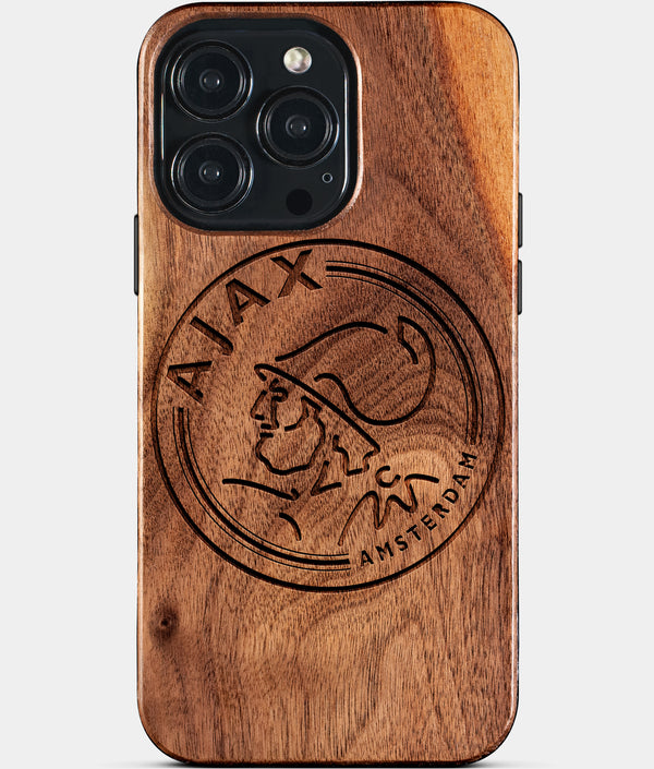 Custom AFC Ajax iPhone 15/15 Pro/15 Pro Max/15 Plus Case - Wood AFC Ajax Cover - Eco-friendly AFC Ajax iPhone 15 Case - Carved Wood Custom AFC Ajax Gift For Him - Monogrammed Personalized iPhone 15 Cover By Engraved In Nature