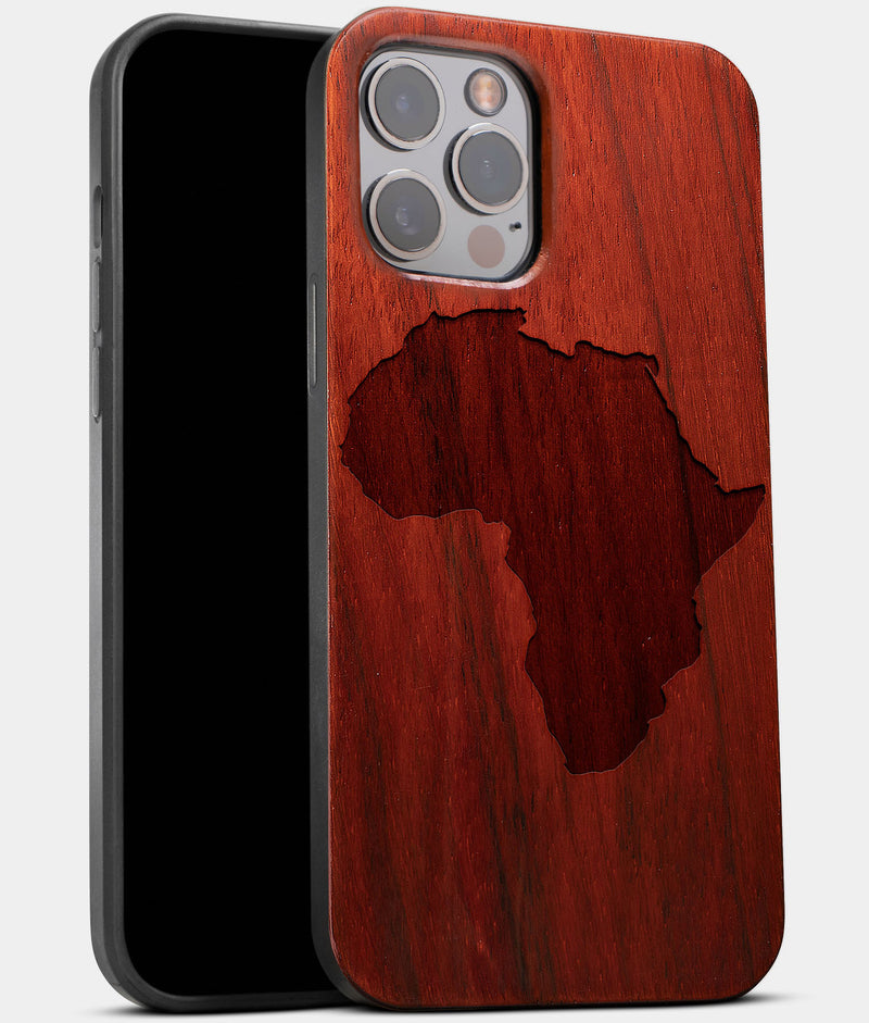 Custom Africa Continent Shape Mahogany Wood iPhone Cases Gifts For Personalized Black Men And Women Black Owned Christmas Gifts For Personalized Black Men Birthday Gift For Personalized Black