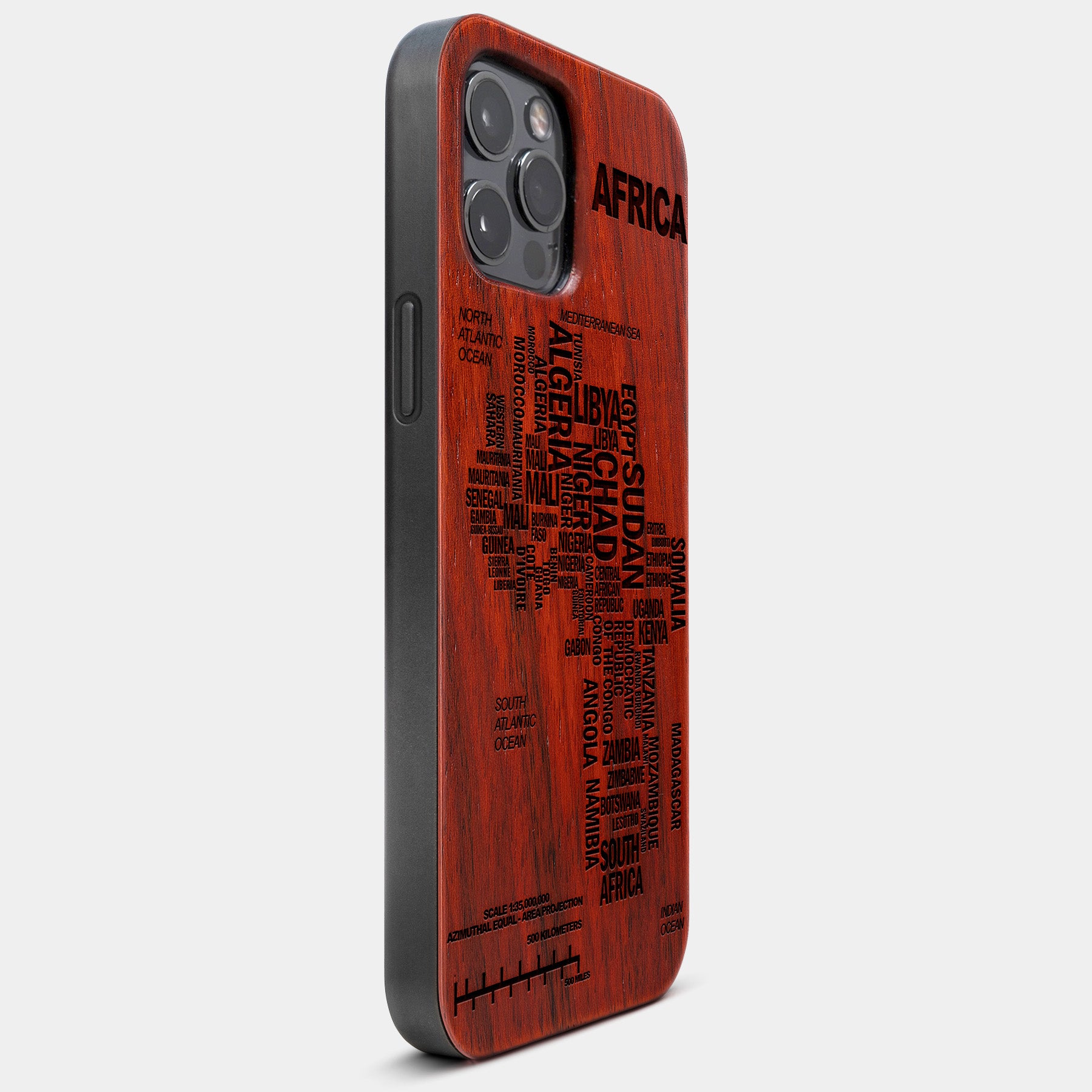 Africa Typography Map Mahogany Wood iPhone Case - Gifts For Black Men And Women Black King Black Love Black Girl Magic Melanin Gifts For Him Black Owned Shops Black History Gifts iPhone Covers