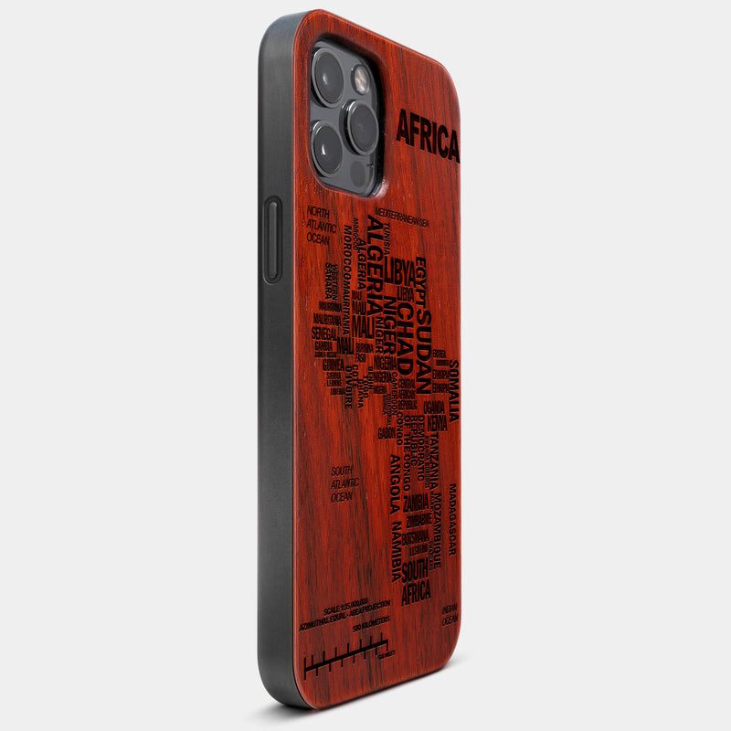 Africa Typography Map Mahogany Wood iPhone Case - Gifts For Black Men And Women Black King Black Love Black Girl Magic Melanin Gifts For Him Black Owned Shops Black History Gifts iPhone Covers