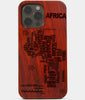 Africa Typography Map Mahogany Wood iPhone Case - Gifts For Black Men And Women Black Owned Gifts 2021 Holiday Black Owned Businesses In Los Angeles 2022 Custom Gifts For Personalized Black Men